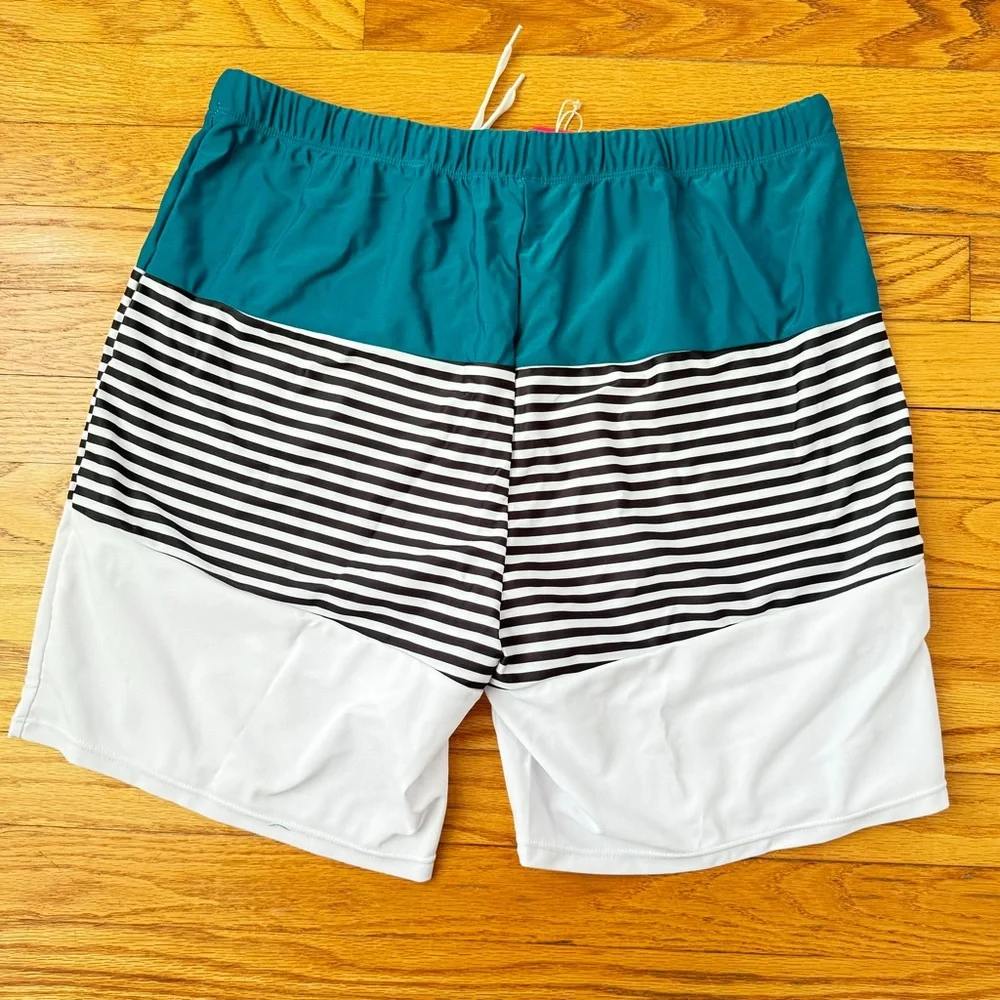 PatPat‎ Blue and White Swim Trunks Modern Design